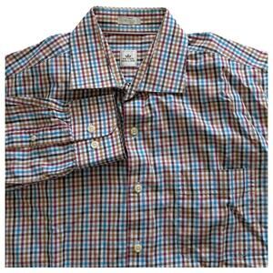 Peter Millar Shirt Mens Large Multicolor Plaid‎ Button Down 100% Cotton Casual